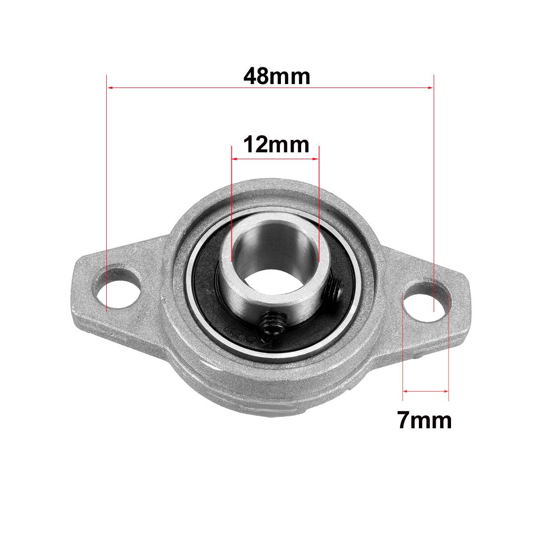 KFL001 Flanged Pillow Block Bearing, 12mm Bore Diameter, Zinc Alloy/Chrome Steel, Set Screw Lock (Pack of 1)