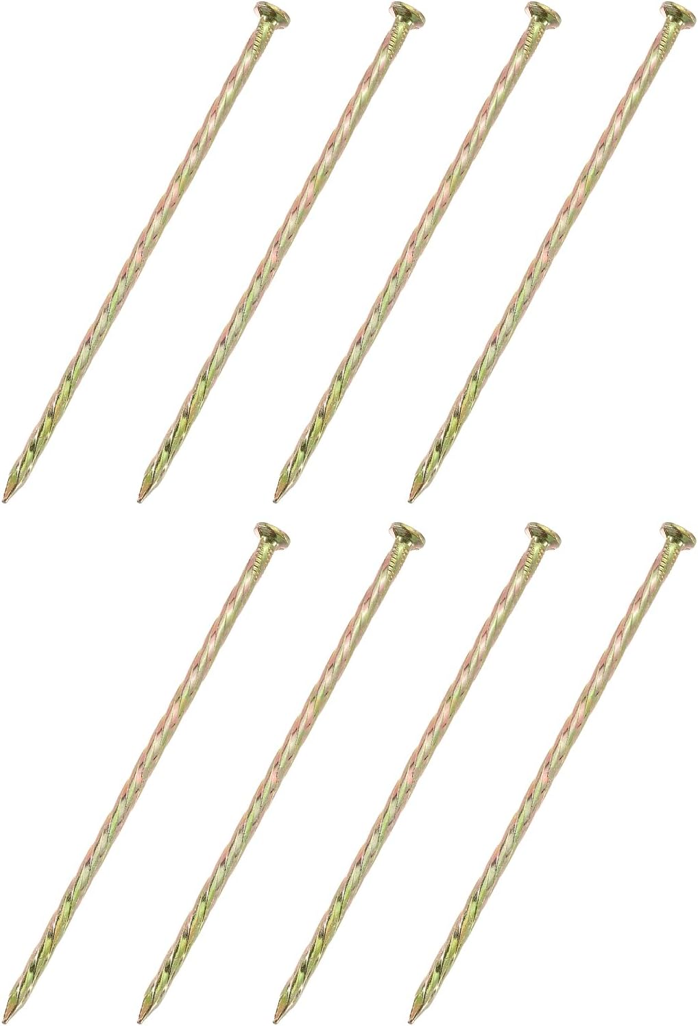 8Pcs Fence Deck Nails, 5-15/16 Inch Carbon Steel Spiral Deck Nail Spiral Shank Spikes for House Floor Repairing Wall Woodworking, Color Zinc