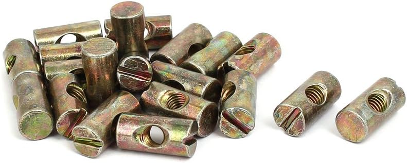 20pcs M6x20mm Barrel Bolt Cross Dowel Slotted Furniture Nut for Beds Chairs