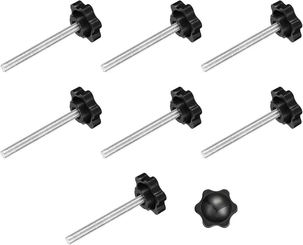 8Pcs Clamping Screw Knob, M5 x 50mm Hex Shaped Star Knob Plastic Grips Hand Tightening Screw Handle for Umbrella Base Mechanical Furniture, 32mm Dia