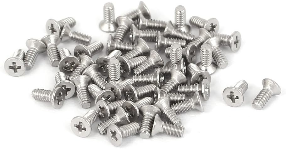 M1.6x4mm 316 Stainless Steel Countersunk Phillips Machine Screws Bolts 50 Pcs