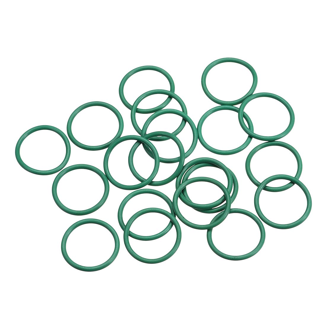 Fluorine Rubber O-Rings, 15mm OD 12mm ID 1.5mm Width FKM Seal Gasket for Machinery Plumbing, Green, Pack of 20