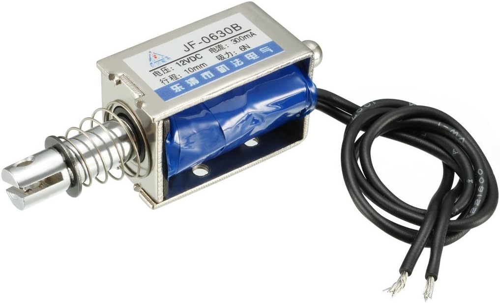 Pull Push Type Linear Motion Solenoid Electromagnet, DC 12V 300mA 8.4W 6N 10mm JF-0630B