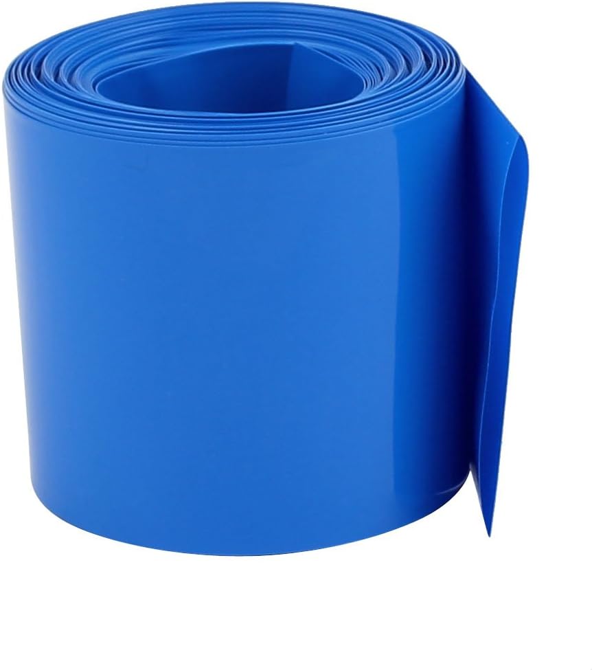70mm Flat Width 5.5M Length PVC Heat Shrink Tube Blue for 18650 Batteries