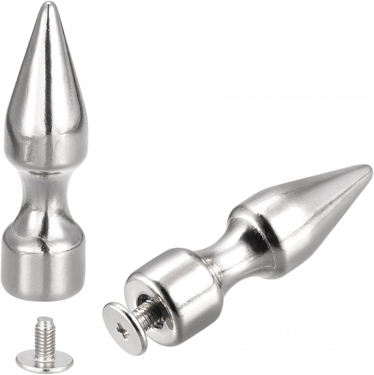LinkMejor 10x35mm Screw Back Rivets, 10 Sets Solid Leather Studs Spike for DIY Silver Tone