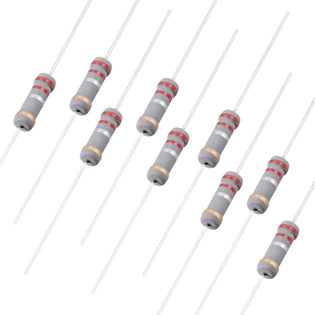100Pcs 0.22 Ohm Resistor, 1W 5% Tolerance Carbon Film Resistors, 4 Bands for DIY Electronic Projects and Experiments