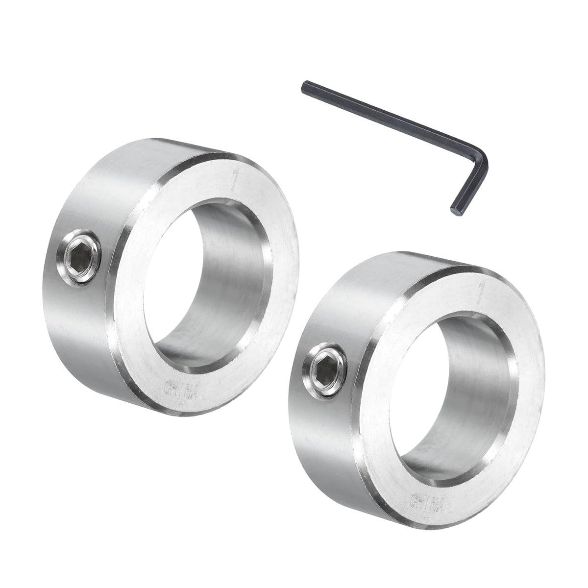 2 Pcs Set Screw Shaft Collar 1"Bore, 304 Stainless Steel Shaft Collars, 1-5/8"OD, 5/8"Thickness, Axle Collar Clamp with a Hex Wrench