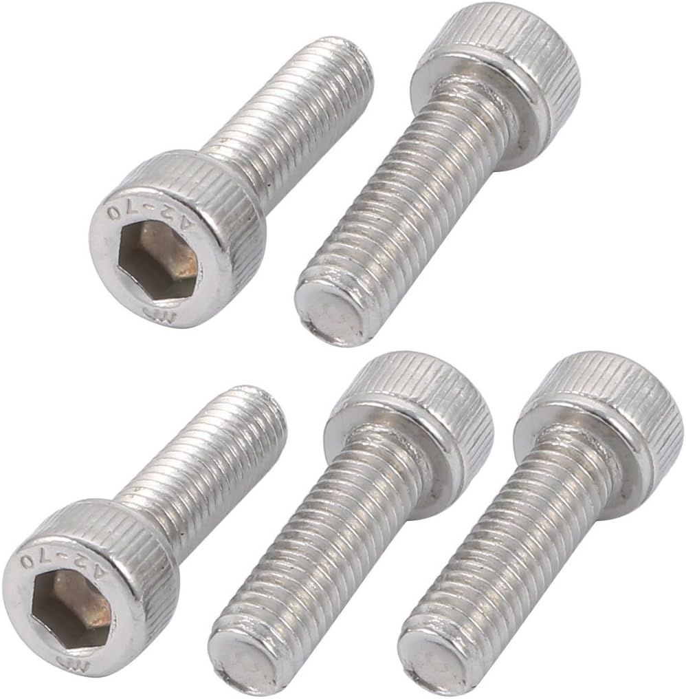 M6x20mm 304 Stainless Steel Left Hand Thread Hex Socket Head Cap Screw Bolt 5pcs
