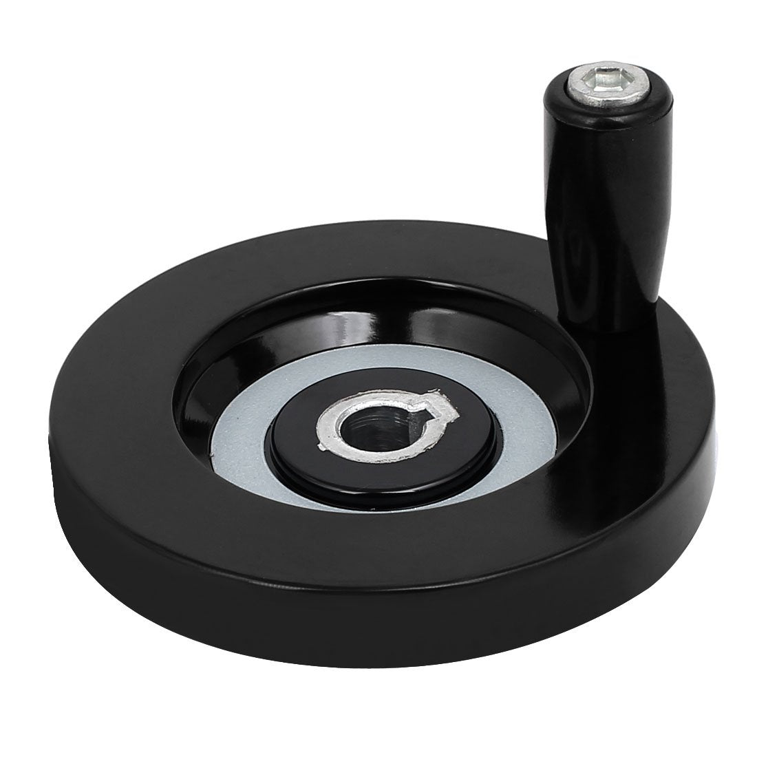 10mm Bore 80mm Outer Dia Revolving Handle Lathe Hand Wheel Machinery Tool Black