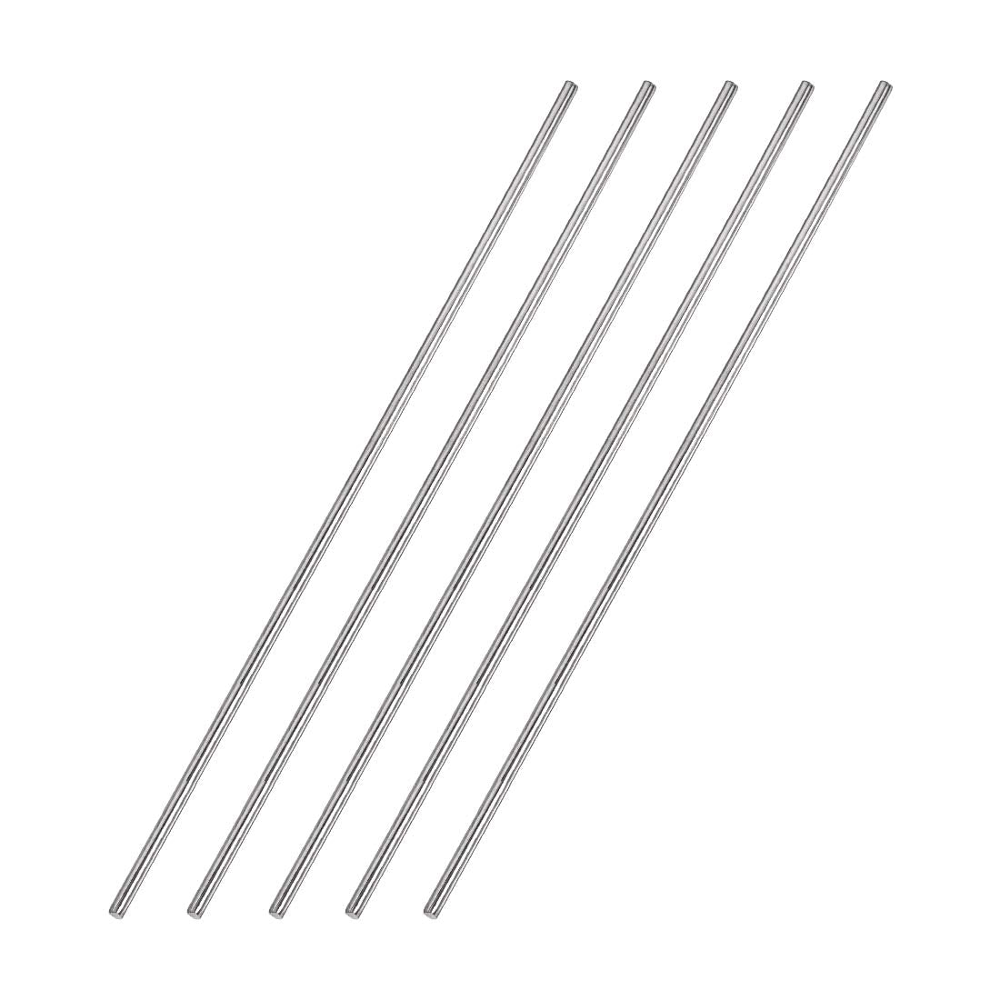2.5mm x 250mm 304 Stainless Steel Solid Round Rod for DIY Craft - 5pcs