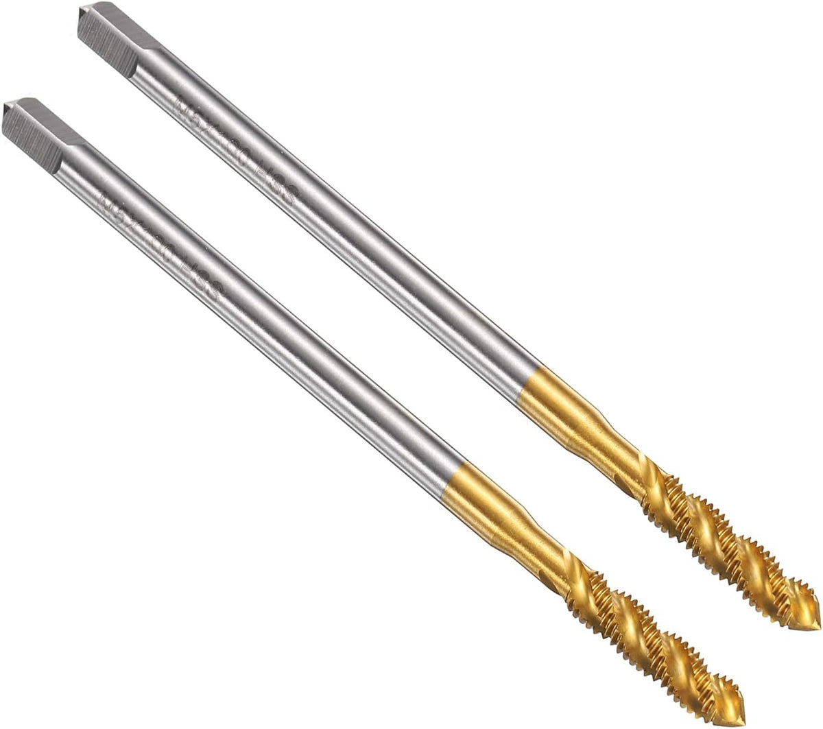 2pcs Spiral Flute Thread Taps Metric M5 x 0.8 H2 100mm Extra Long Machine Threading Tap Bit Screw Tapping Repair Tool, Titanium Coated High-Speed Steel