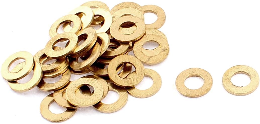 Screw Bolt M5 x 10mm x 0.8mm Metal Flat Washer Gasket Gold Tone 36pcs
