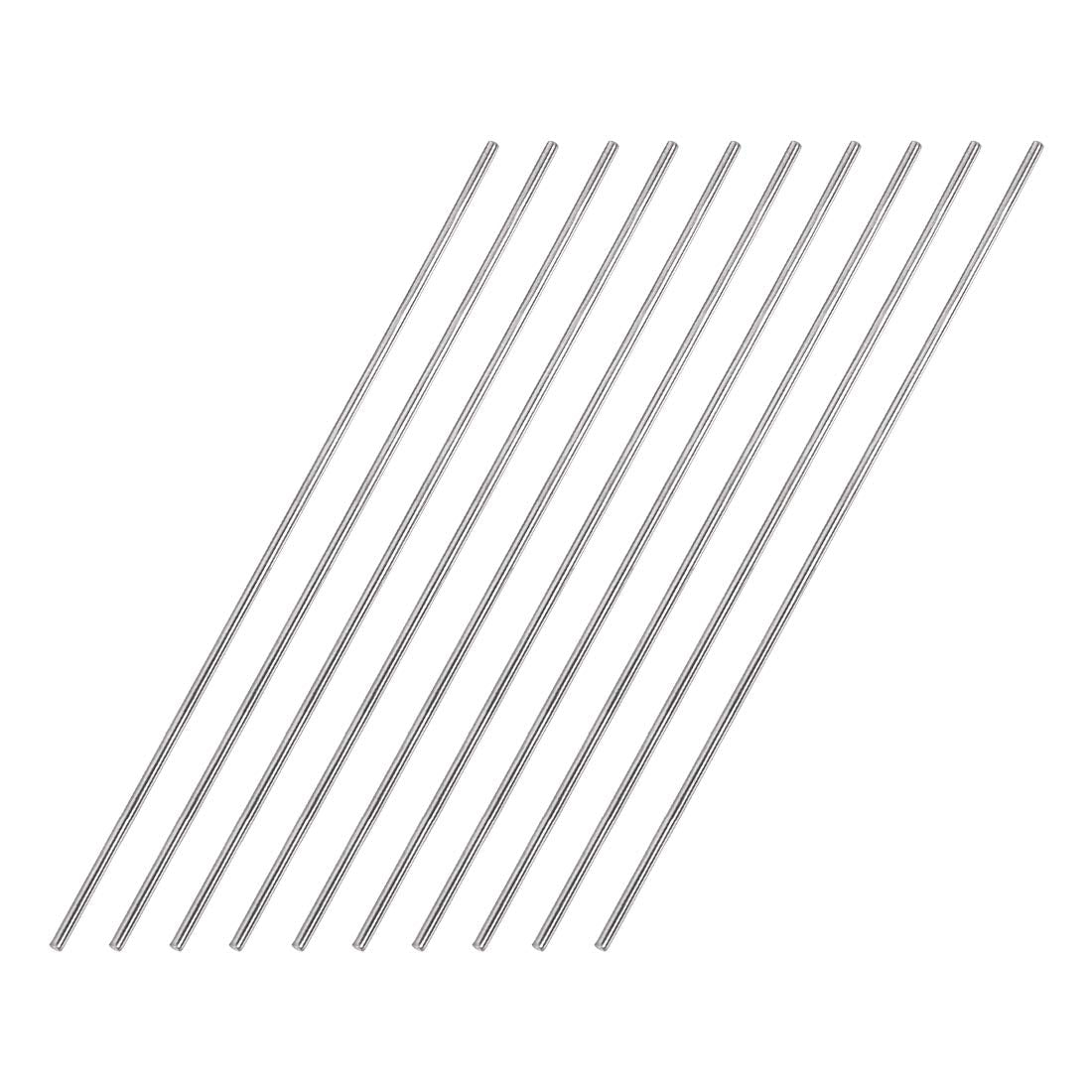 2mm x 200mm 304 Stainless Steel Solid Round Rod for DIY Craft - 10pcs