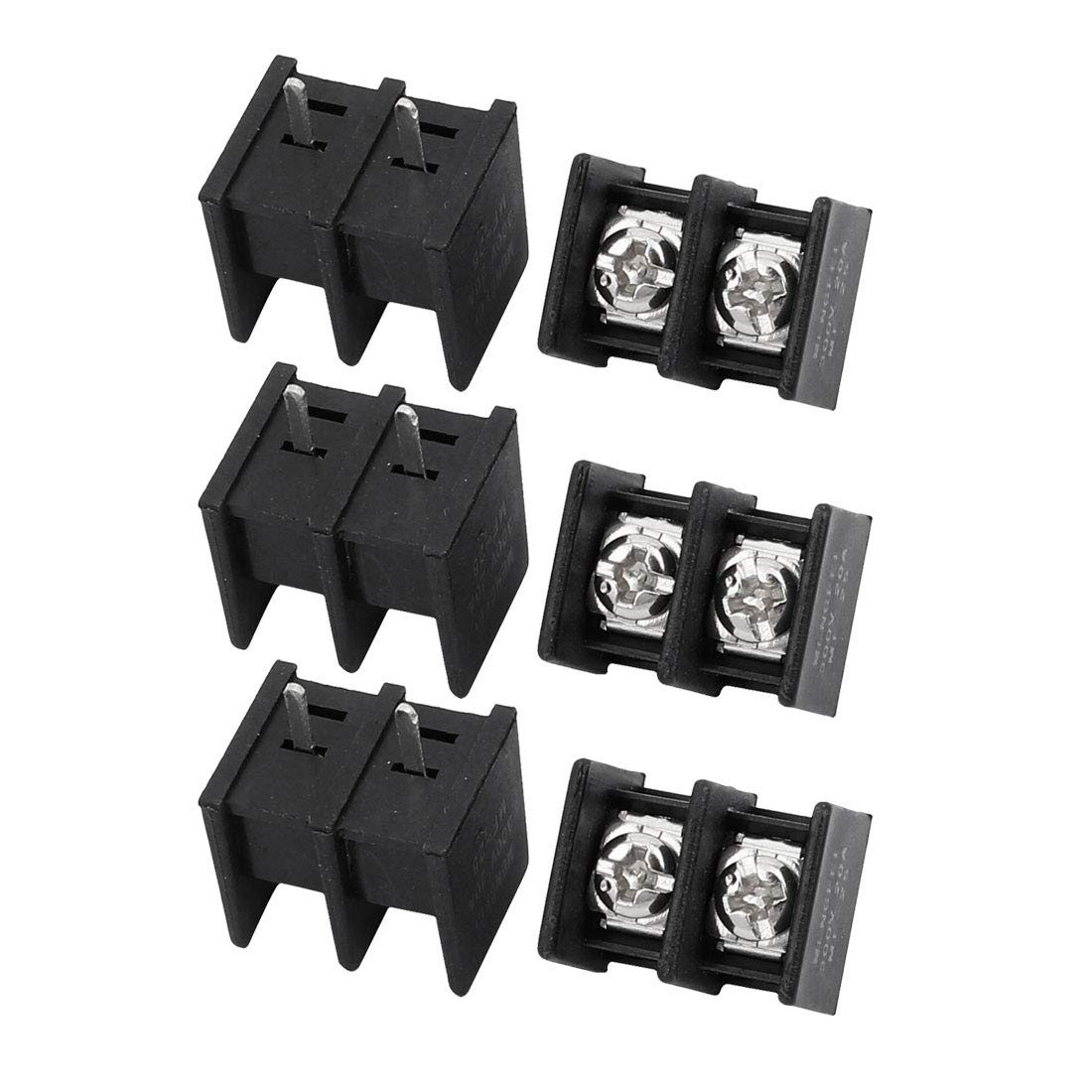 6Pcs AC 300V 20A 7.62mm Pitch 2P Screw Terminal Block Strip Barrier