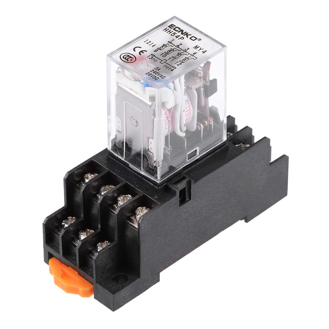 Electromagnetic Power Relay, HH54P AC 110V Coil 4P4T 14 Pins Electromagnetic Power Relay Red LED with Socket