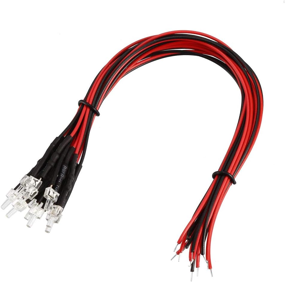 20Pcs 2mm Pre Wired LED, Orange DC6-12V Clear Lens, Light Emitting Diodes