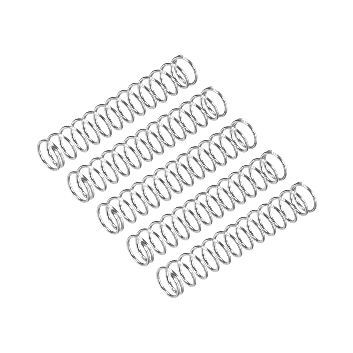 Compression Spring, 5Pcs 304 Stainless Steel, 5mm OD, 0.5mm Wire Size, 30mm Free Length, Silver Tone
