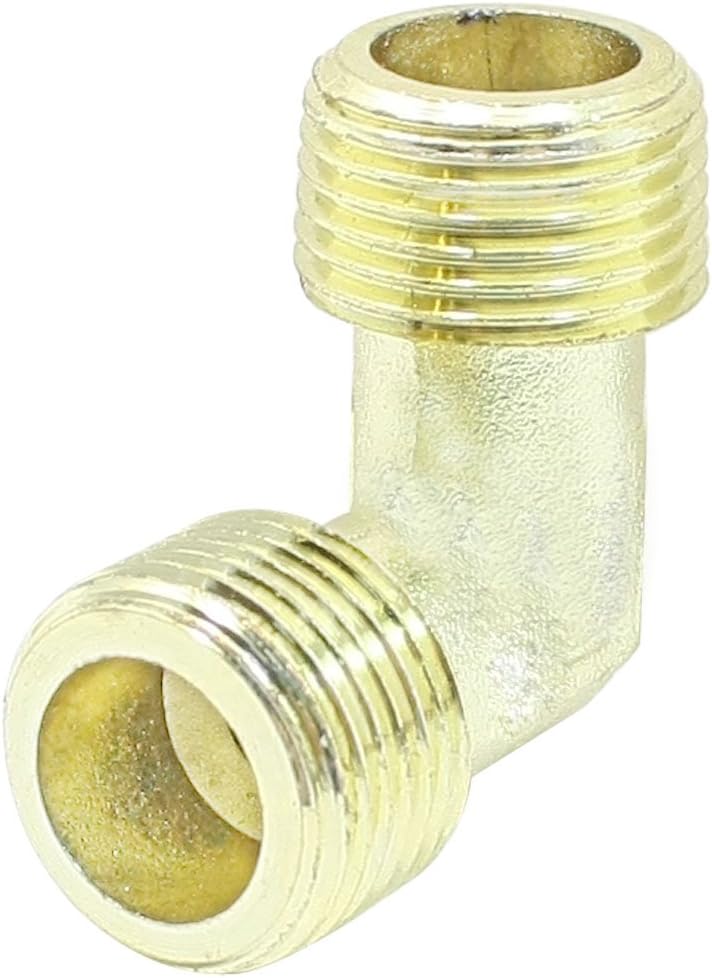 Gold Tone 16.5mm Dia 90 Degree Male Elbow Connector for Air Compressor