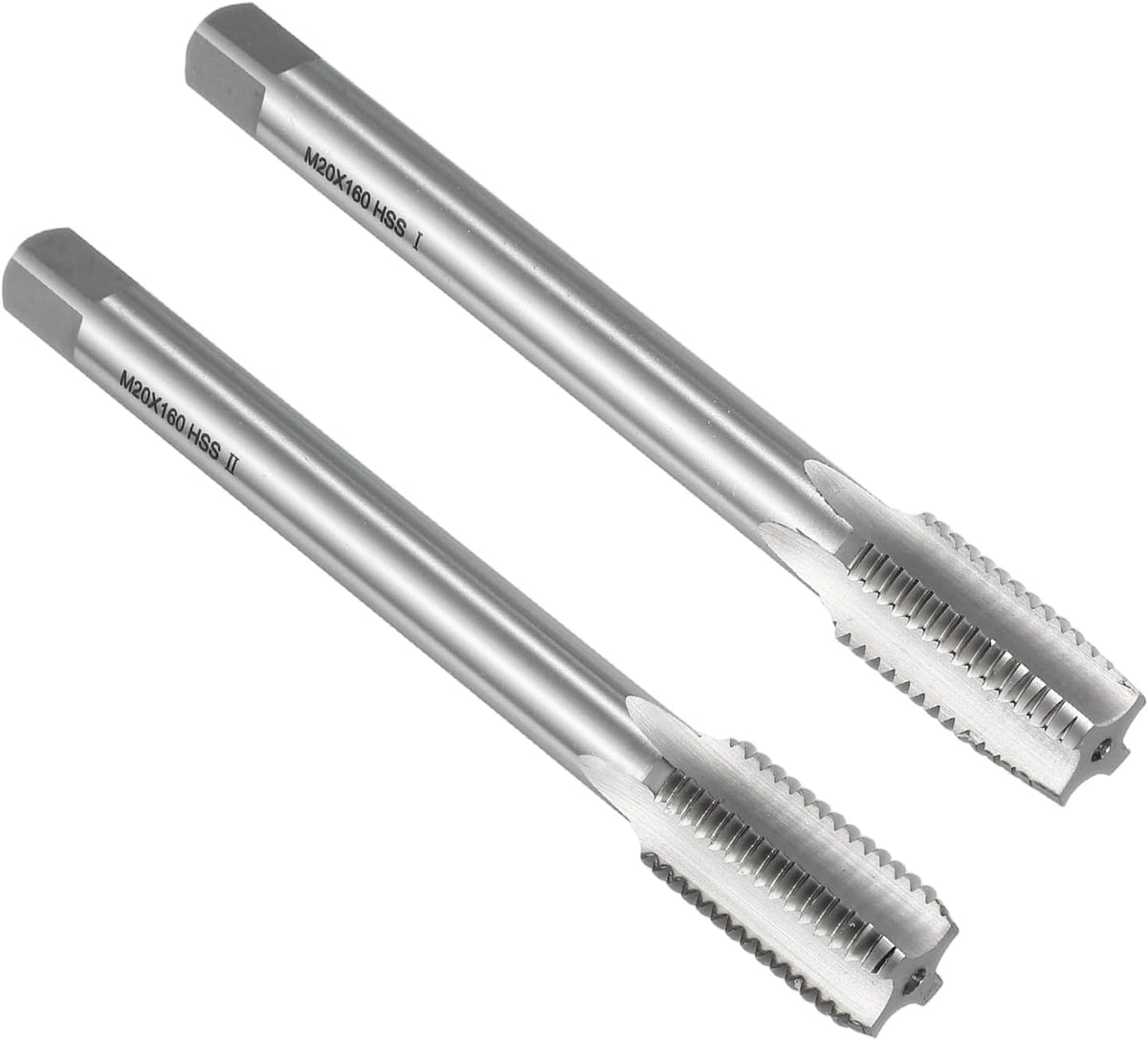 1 Pair Metric Hand Tap Set, M20 x 2.5 H2 Thread Taper + Bottom Taps, High Speed Steel (HSS) Screw Threading Tapping Tool Kit