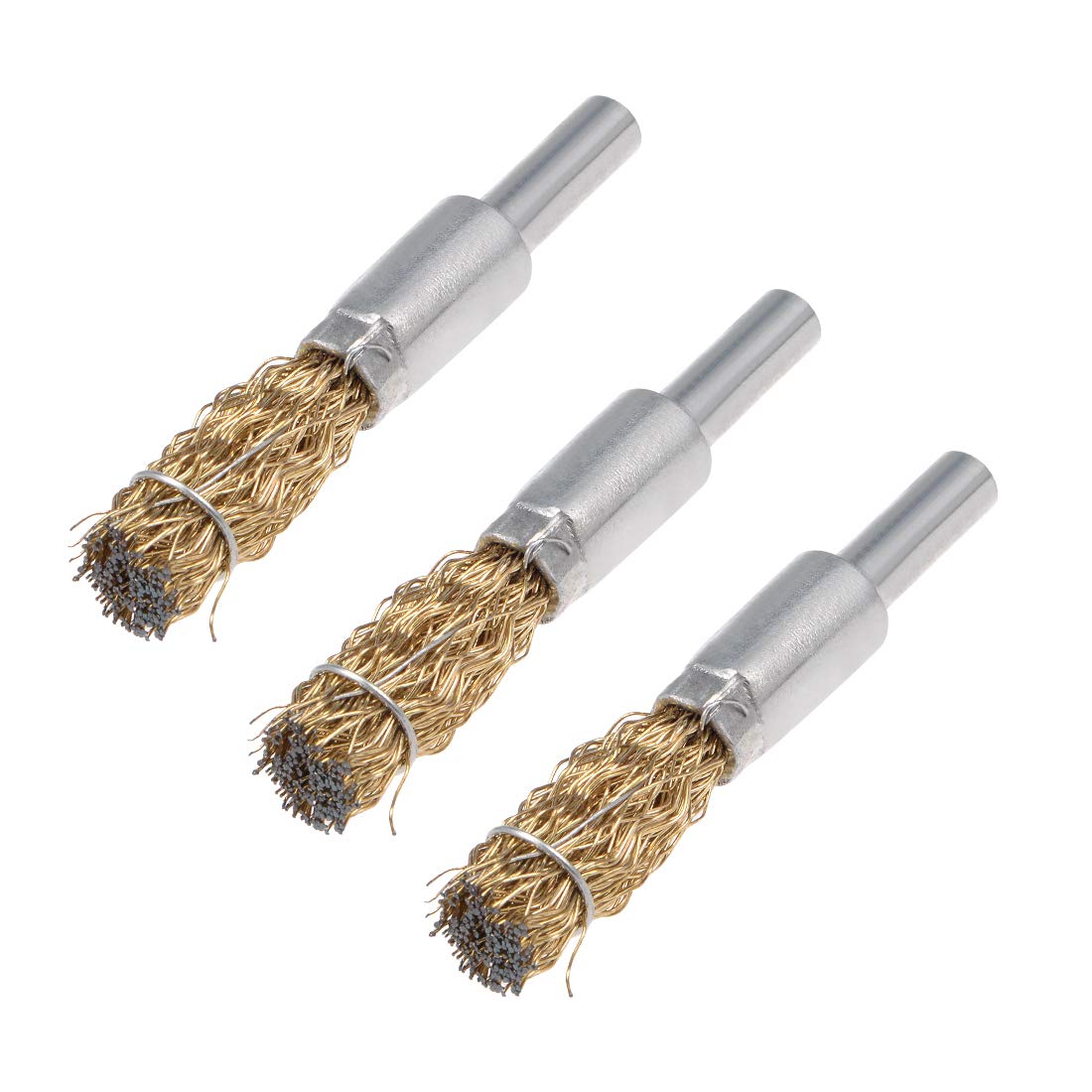 10mm Wire Wheel Brush Cup Copper Plated Crimped Steel with Shank 0.012-inch Wire Dia 3 Pcs