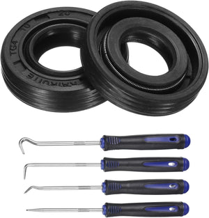 2Pcs Oil Seal, 10x20x4.5mm TC Nitrile Rubber Double Lip Cover with Hook Kit and Spring for Mechanical Automobile Bearing Shaft, Black