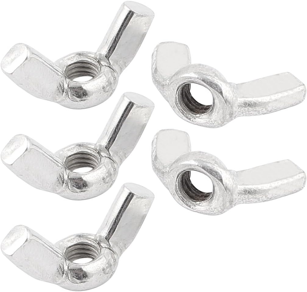 4mm M4 Coarse Thread Zinc Coating Wing Nut Silver Tone 5 Pcs