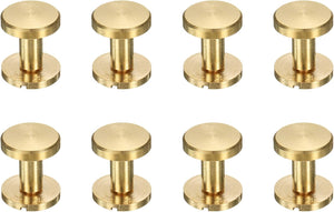 8 Pcs Brass Chicago Screws 11mm Height Flat Head Screw Binding Rivets Post Nail Stud Rivets Fastener for DIY Leather Craft Belt Purse Strap