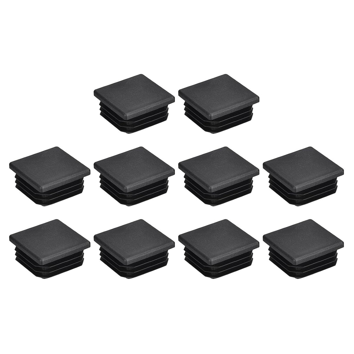 10Pcs 38mmx38mm(1.5inch) Plastic Tubing Plug Square Post End Caps for Handrail Stair Newel Guardrail Tube Black