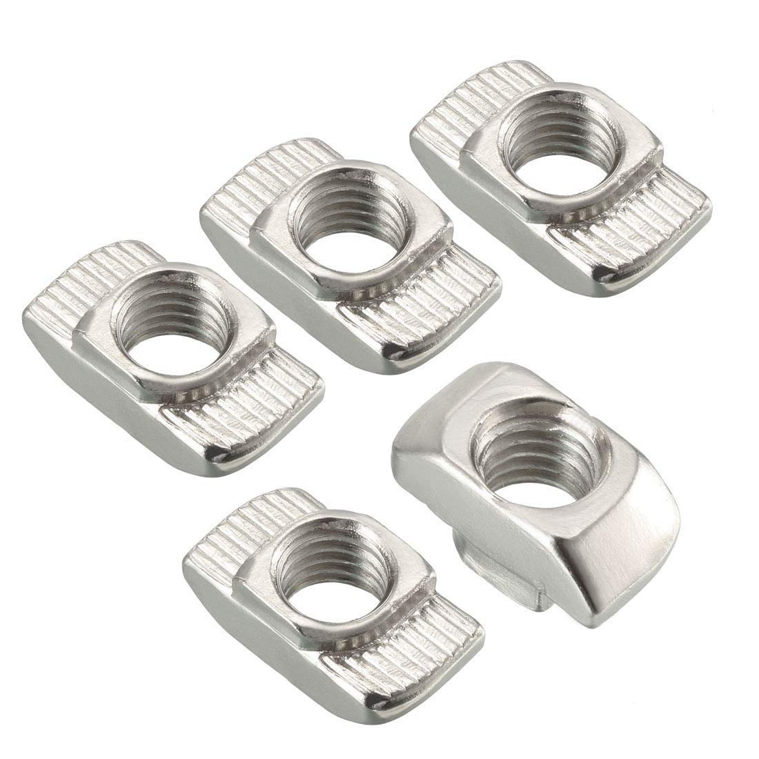 Sliding T Slot Nuts, M8 Half Round Roll in T-Nut for 4545 Series Aluminum Extrusion Profile, Carbon Steel Nickel-Plated, Pack of 10