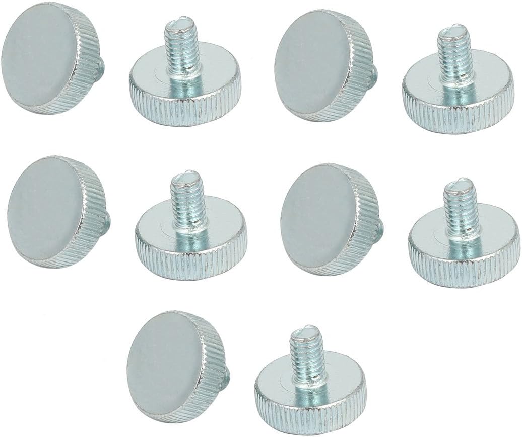M6x10mm Knurled Head Flat Point Fully Threaded Thumb Screws Fastener 10pcs