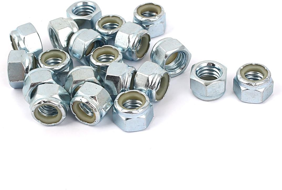 7/16"-14 Zinc Plated Self-Locking Nylon Insert Hex Lock Nut 20pcs