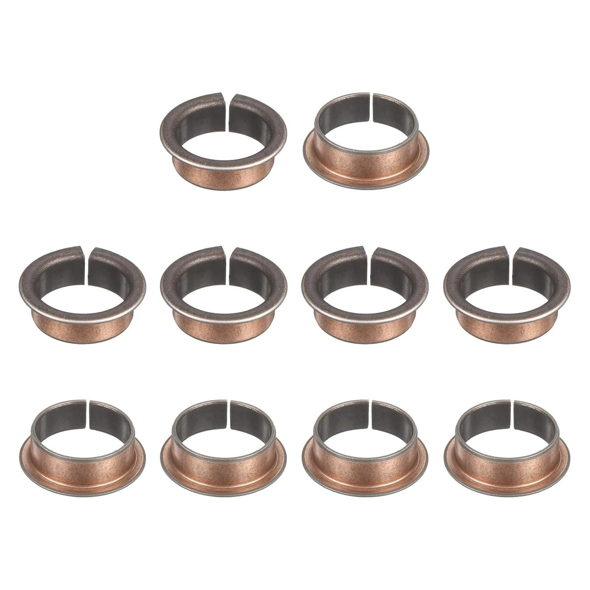 10Pcs Flanged Sleeve Bearings, 25mm Bore x 28mm OD x 11mm Length x 35mm, Sintered Bronze Wrapped Oilless Bushings