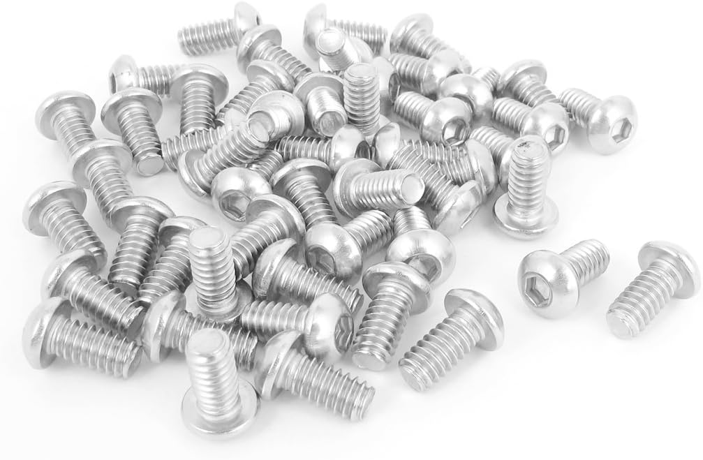 1/4 Inch-20x1/2 Inch Hex Socket Button Head Bolts Screws 50pcs