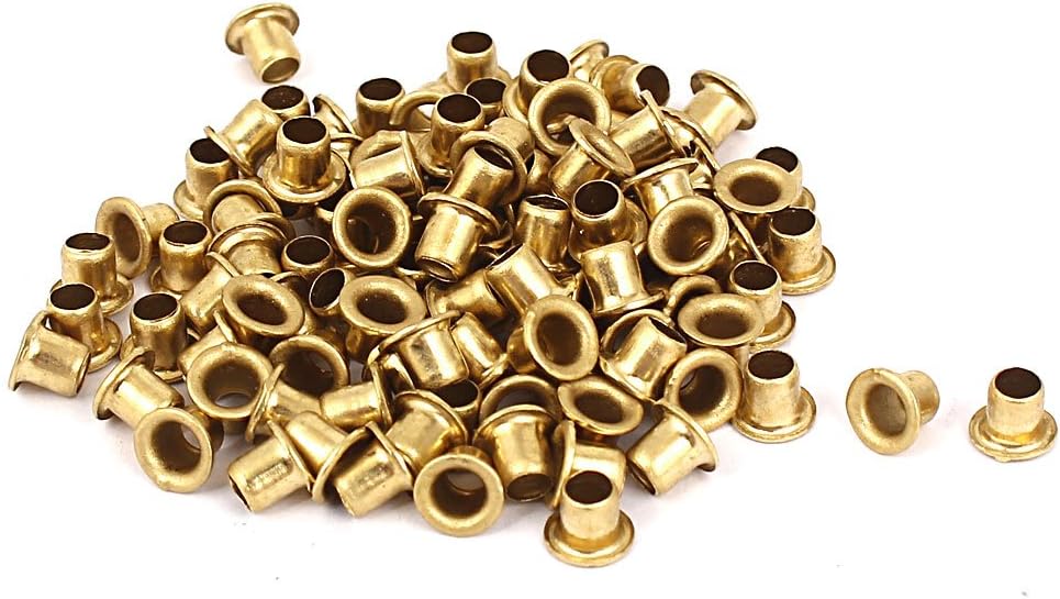 PCB Circuit Board Brass Plated 4x4mm Through Hole Rivets Hollow 100pcs