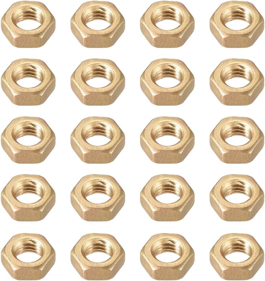 Hex Nuts, M6x1mm Metric Coarse Thread Hexagon Nut, Brass, Pack of 20