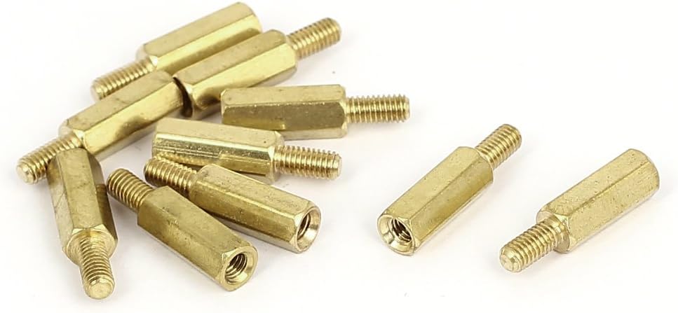 M4x12mm+6mm Male to Female Thread Brass Hex Standoff Spacer 10Pcs