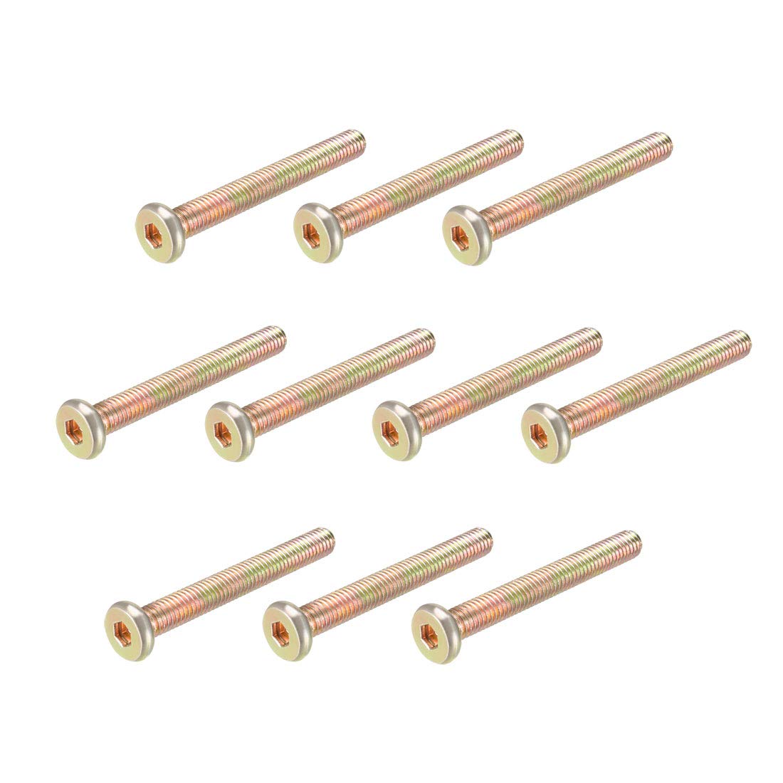 M6x50mm Furniture Screw Hex Socket Machine Screws Zinc Plated Fasteners Bolts Full Thread Carbon Steel 10Pcs