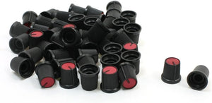 50 Pcs 6mm 15/64" Shaft Dia. Nonslip Potentiometer Knobs Red Black