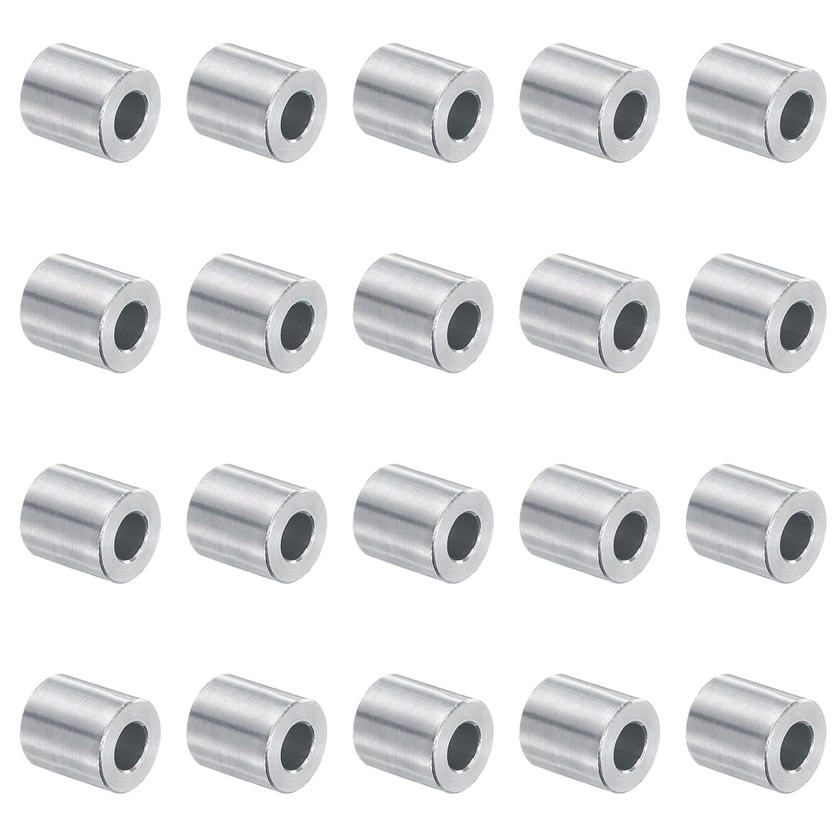 20pcs Aluminum Spacer 5mm Bore x 10mm OD x 10mm Length Screw Standoff Bushing Plain Finish Round Metal Spacer for M5 Screws Bolts and Rods