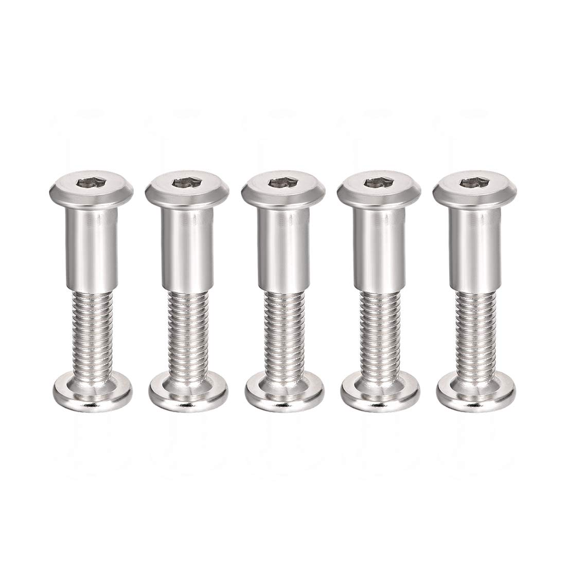 Screw Post Fit for 3/8"(10mm) Hole Dia, Male M8x30mm Belt Buckle Binding Bolts Leather Fastener Carbon Steel 5 Sets