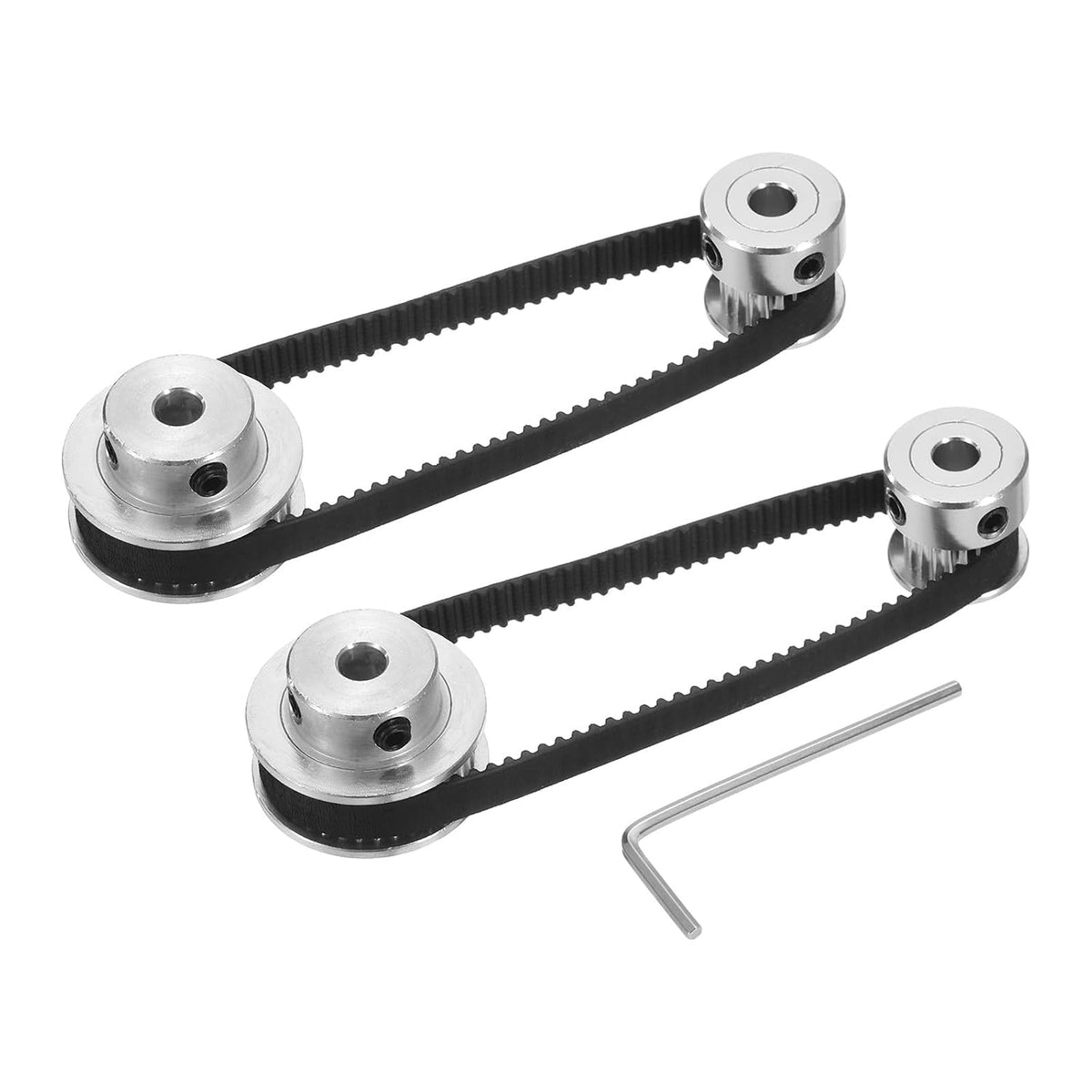 2 Set GT-2 Synchronous Wheel 20&36 Teeth 5mm Bore, Aluminum Alloy Timing Pulley Wheel with 2Pcs Length 200mm, Width 6mm Belt for 3D Printer, CNC Machine (20-36T-5B-6)