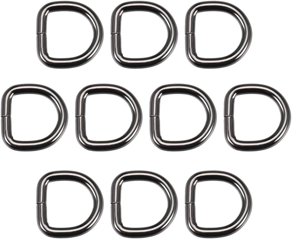 LinkMejor 10pcs Metal D Ring 0.8"(20mm) D-Rings Buckle for Hardware Bags Belts Craft DIY Accessories Black