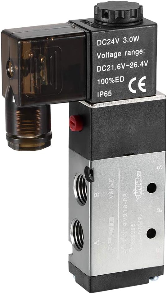 DC 24V 5 Way 2 Position 1/4" PT,Pneumatic Air Control Solenoid Valve,Internally Single Piloted Acting Type,4V210-08