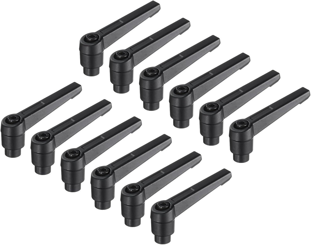 16pcs Clamping Lever Adjustable Handles M6 Metric Female Thread Level Handle Hand Knobs Quick Release Black for Lathe Machinery