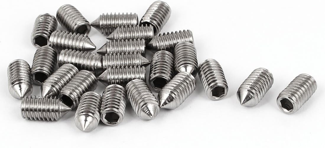 M6 x 12mm 304 Stainless Steel Hex Socket Cone Point Grub Screw 25 Pcs