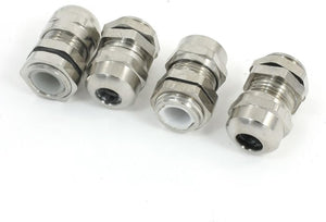 4 Pcs PG7 Cable Gland Metal Waterproof Connector Fastener Locknut Stuffing for 3-6.5mm Dia Wire Range