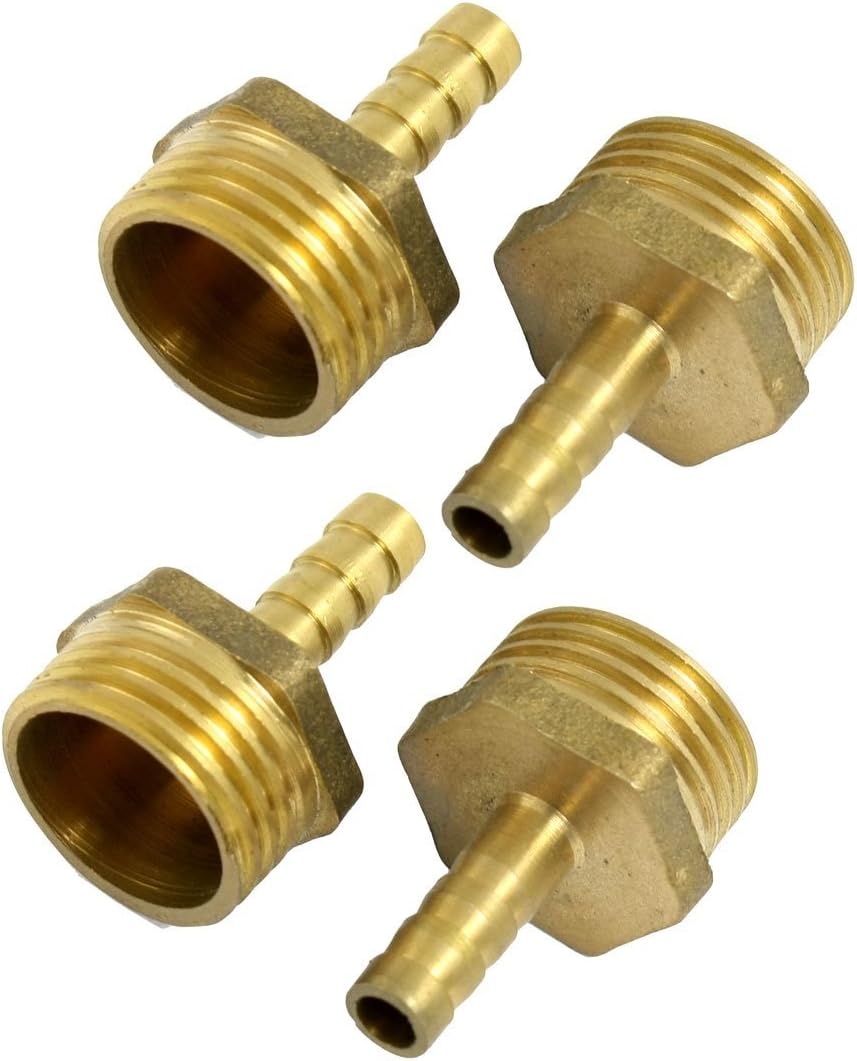5 Pcs Brass 1/2" PT Thread 6mm Air Water Fuel Hose Barb Fitting Adapter