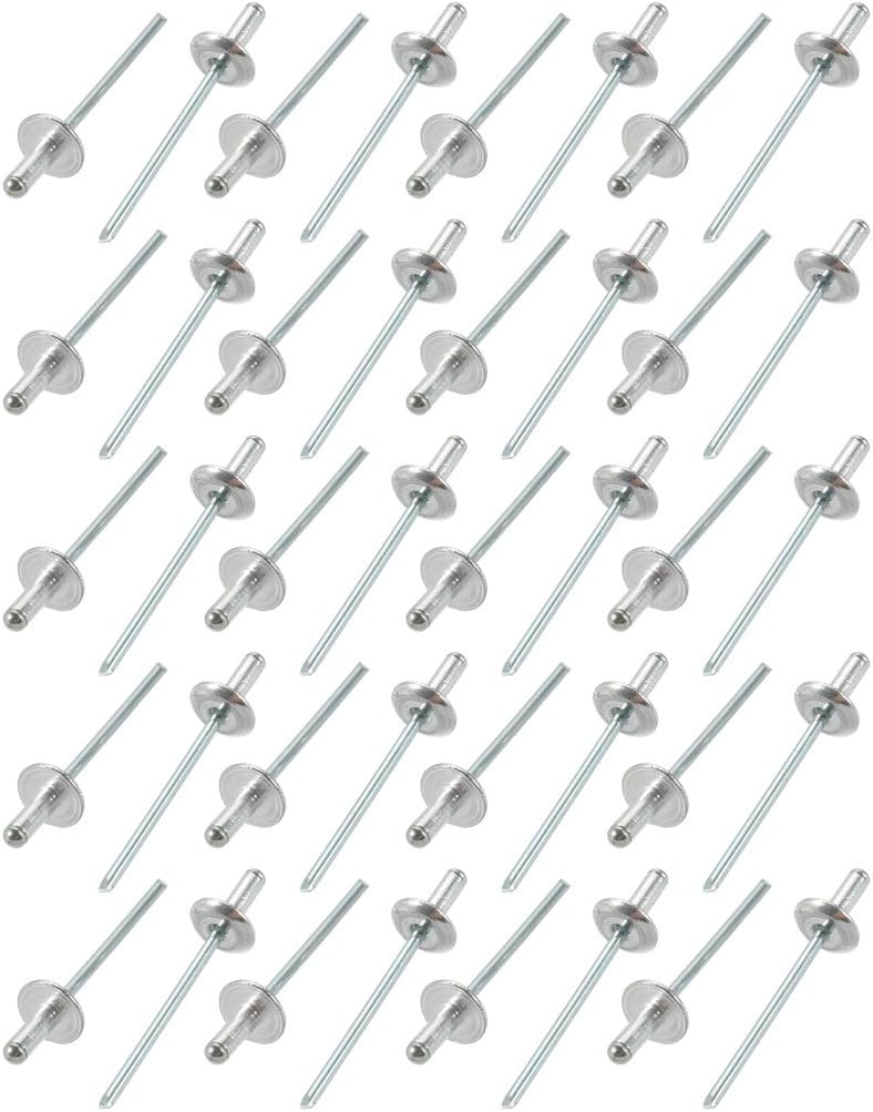 40 Pcs 3.2mm x 8mm Aluminum Open End Large Flange Blind Rivets