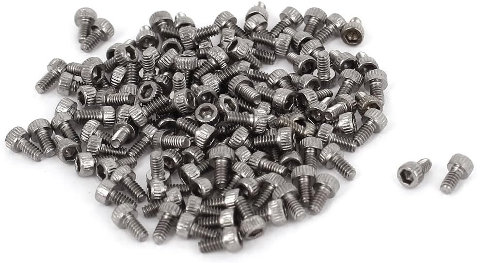 3mm Head Dia M1.6x3mm Stainless Steel Hex Key Socket Cap Screws 100pcs