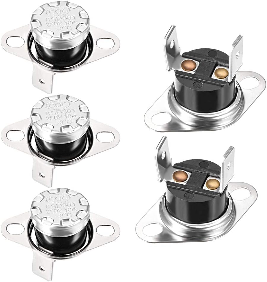 KSD301 Thermostat 90°C/194°F 10A Normally Open N.O Adjust Snap Disc Temperature Switch for Microwave Oven Coffee Maker 5pcs
